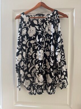 INC International Concepts Black and White Floral Knit Skirt